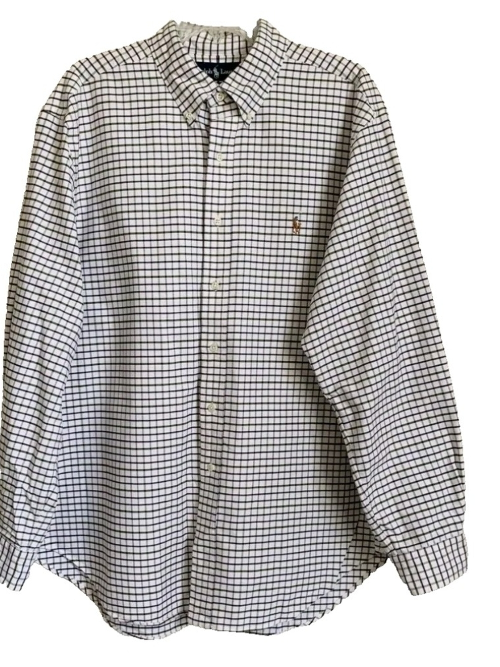 Ralph Lauren Mens Classic Fit Plaid Long Sleeve Button Down Shirt Size XL Preppy